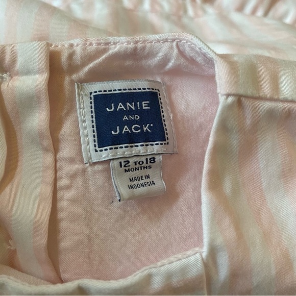Janie and Jack Light Pink White Stripe Sleeveless Dress - Picture 9 of 10